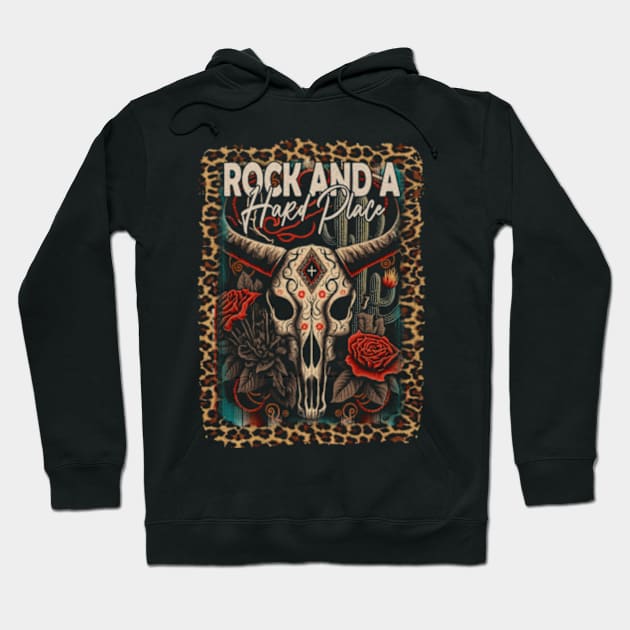 Rock And A Hard Place Country Skull Bull Music Flowers Hoodie by Chocolate Candies